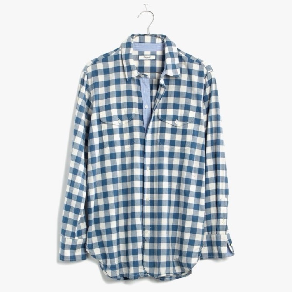 Madewell Gingham Cargo Workshirt Button Up Size Small